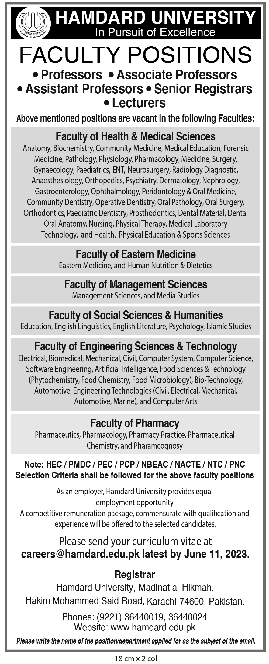 Careers Hamdard University